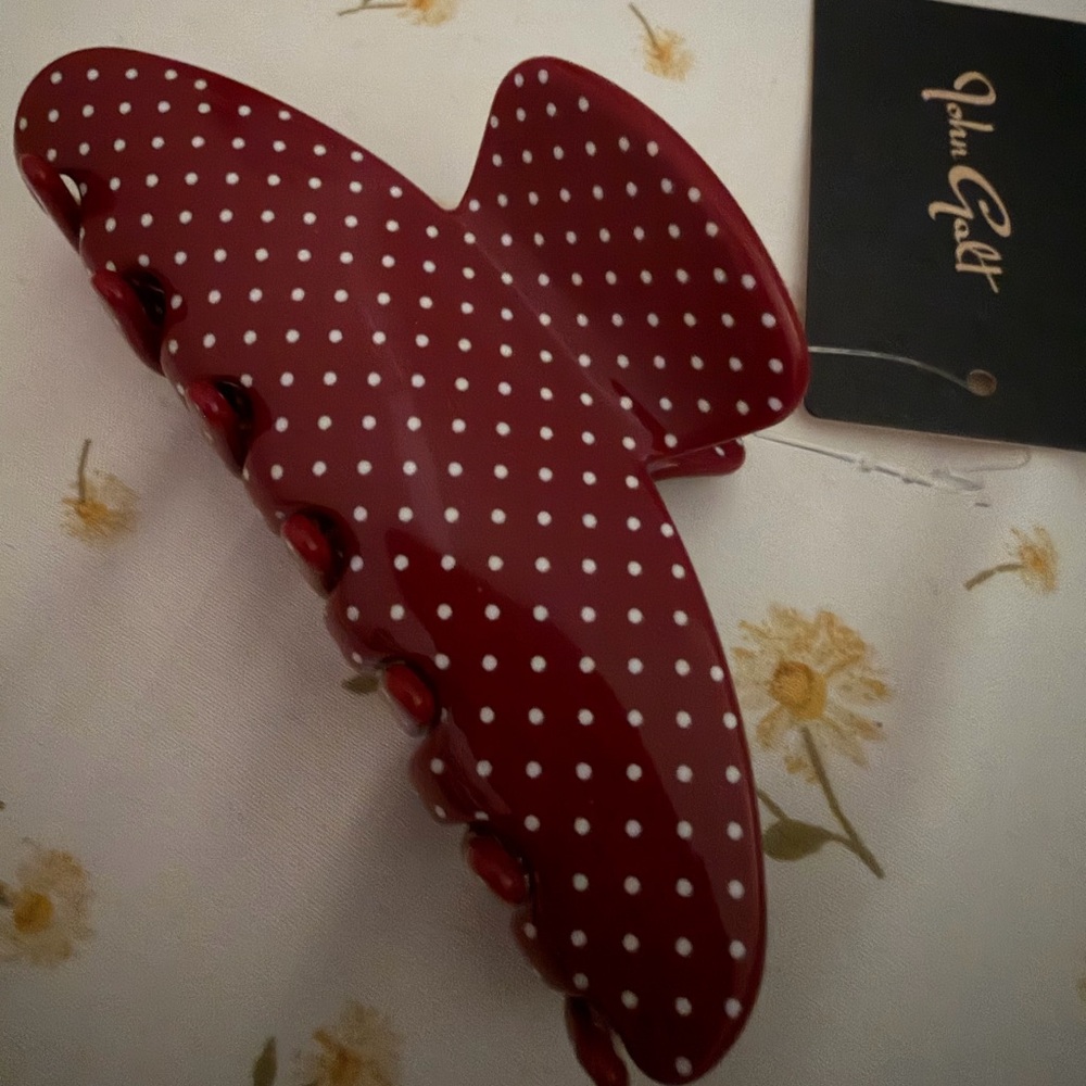 John Galt Red Polka Dot Hair Claw Clip